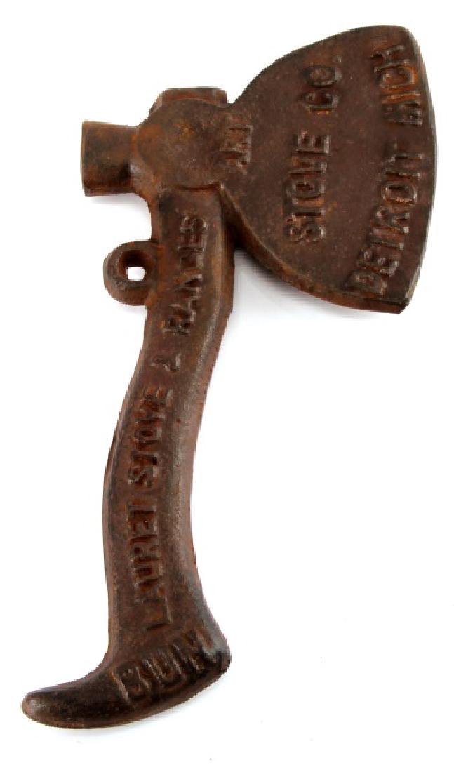 1901 CARRIE NATION PROHIBITION ADVERTISING HATCHET: One cast iron advertisement hatchet against prohibition. Item is not heavily rusted, in decent condition. Very neat item.