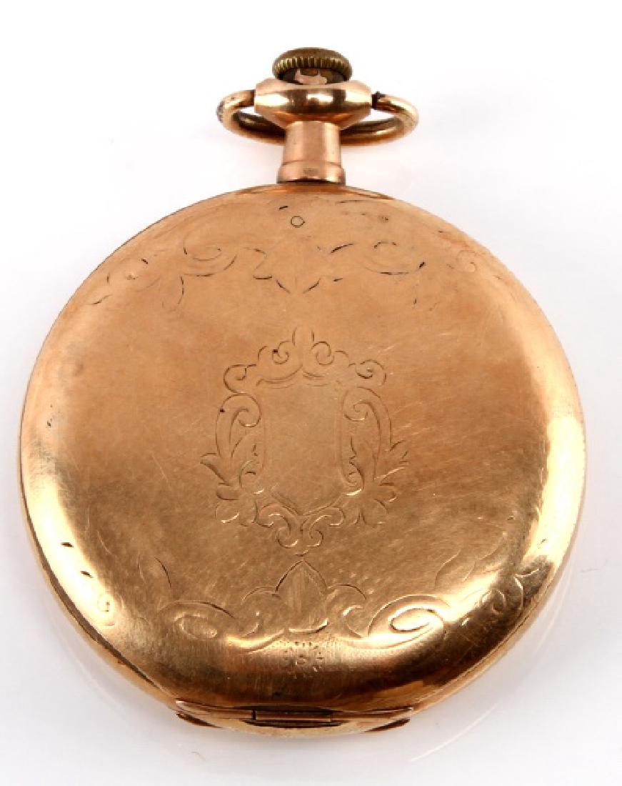 GEN'L STARK HAMPDEN 17 JEWEL ANTIQUE POCKET WATCH: Size 18, Gen'l Stark stamped movement , S/N 2309902, gold fill case. Stars readily with a few turns and holds, but buyer should expect servicing, some loss of gold on reverse.