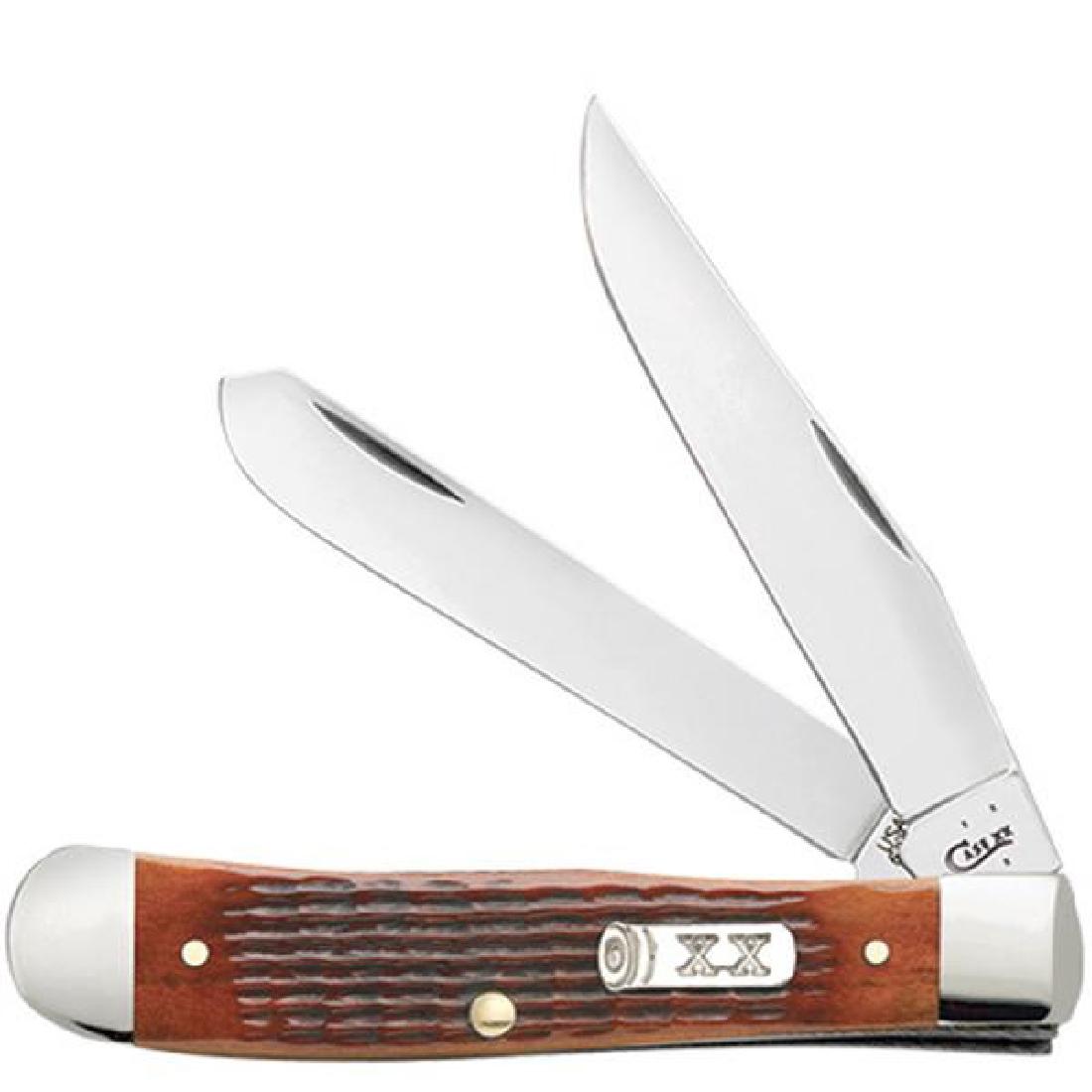 CASE XX CUTLERY 33501 AUTUMN HARVEST TRAPPER KNIFE: One Case 33501 trapper. Item is an autumn harvest colored handle trapper style knife. New in box.