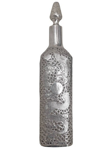 Chinese Sterling Silver Incased Bottle Dragons c1900 (1 of 6)