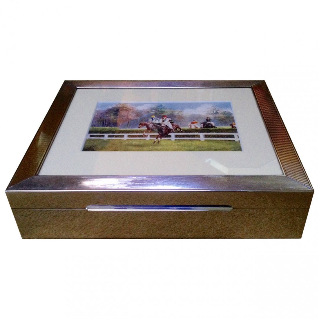 Sterling Silver Cigar Box with Equestrian Scene, c1940 (1 of 10)