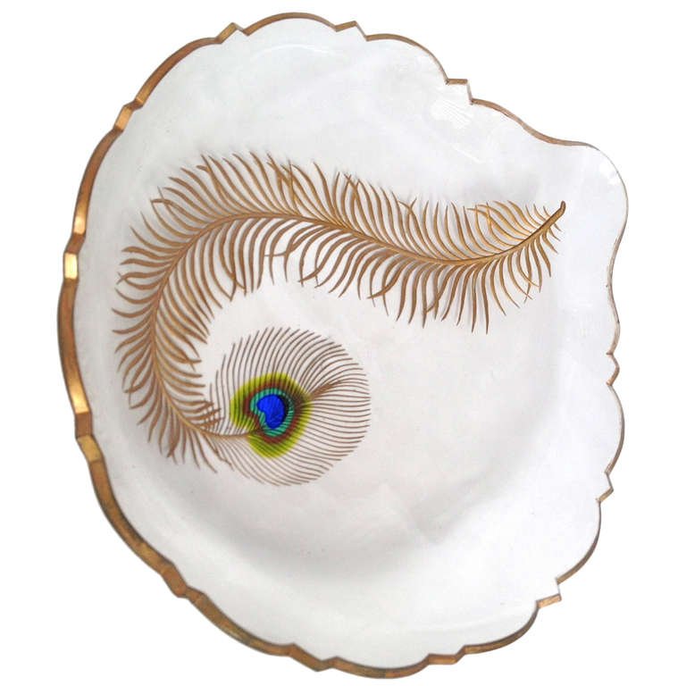 Rare Moser Glass Four Color Marquetry Plate 1900 (1 of 4)