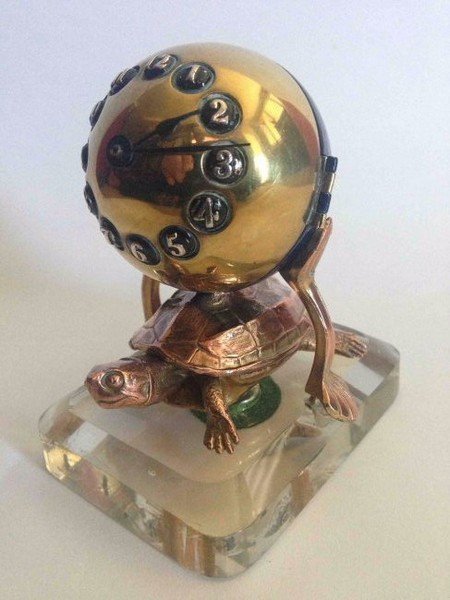 European Novelty Paper Weight Clock Mixed Metals c.1900 (1 of 7)