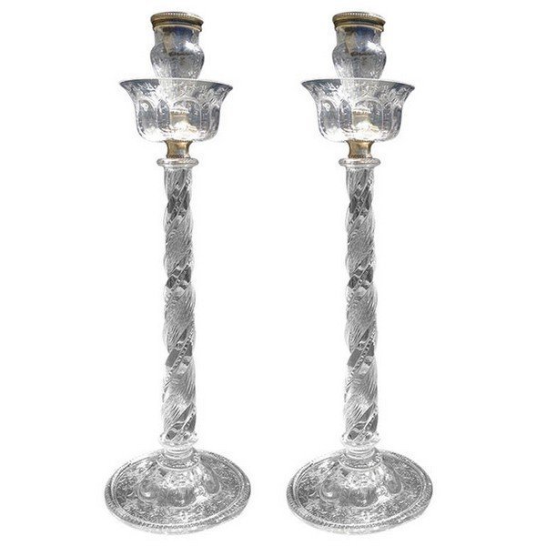 Webb Candlesticks Cut and Engraved c1900 (1 of 7)