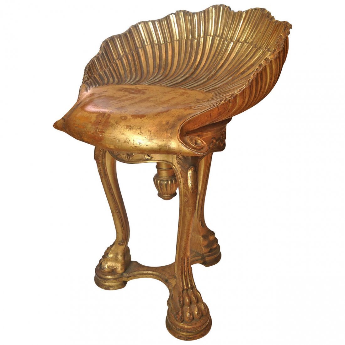 Venetian Giltwood Grotto Clamshell Form Chair, circa (1 of 8)