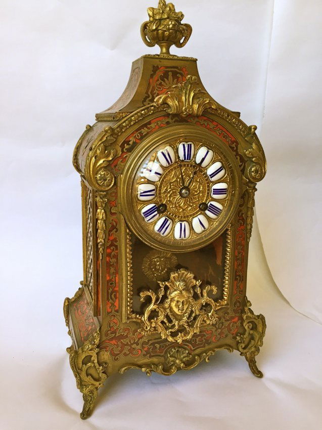 19thc French Boulle Table Clock Gilt Bronze Mounts (1 of 6)