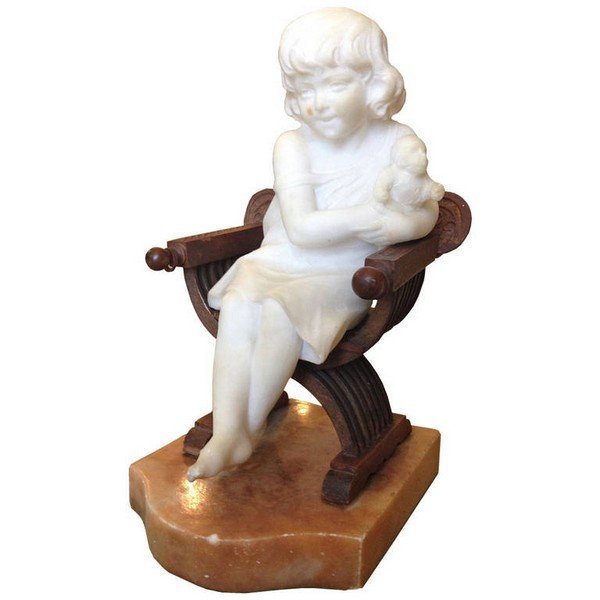 Combination of Alabaster and a Carved Wooden Chair, (1 of 7)