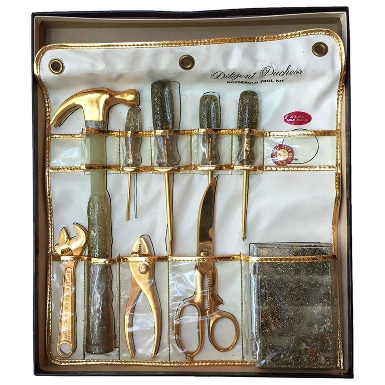 Gold-Plated Tool Kit "Girl has Everything," Midcentury (1 of 10)