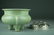 Antique Chinese Celadon Censer Old Silver Cover - MA - 10