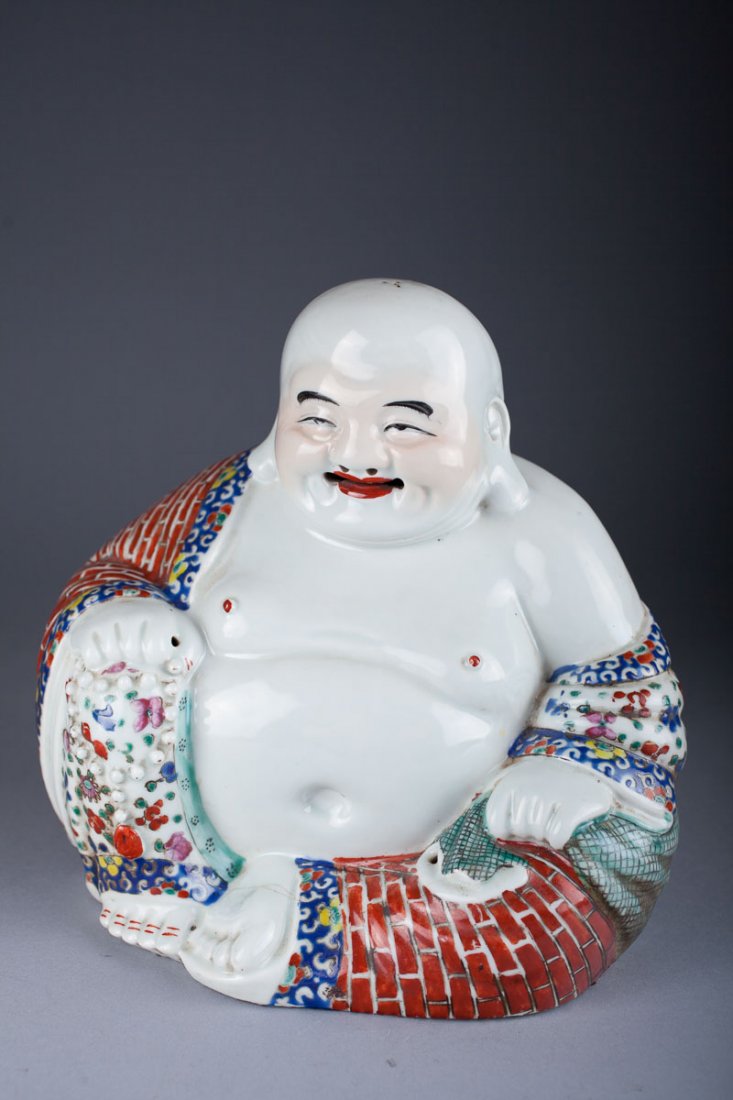Antique Chinese Famille Rose laughing Buddha (1 of 5)