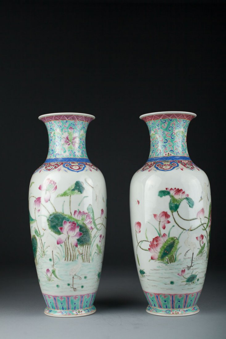 Antique Pair of Chinese Famille Rose Vases (1 of 8)