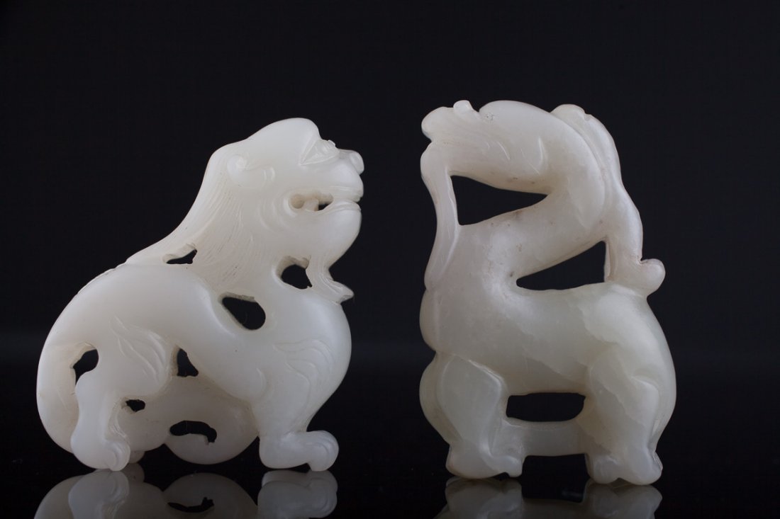 (2) Antique White Jade Beasts - Florida Collection (1 of 10)