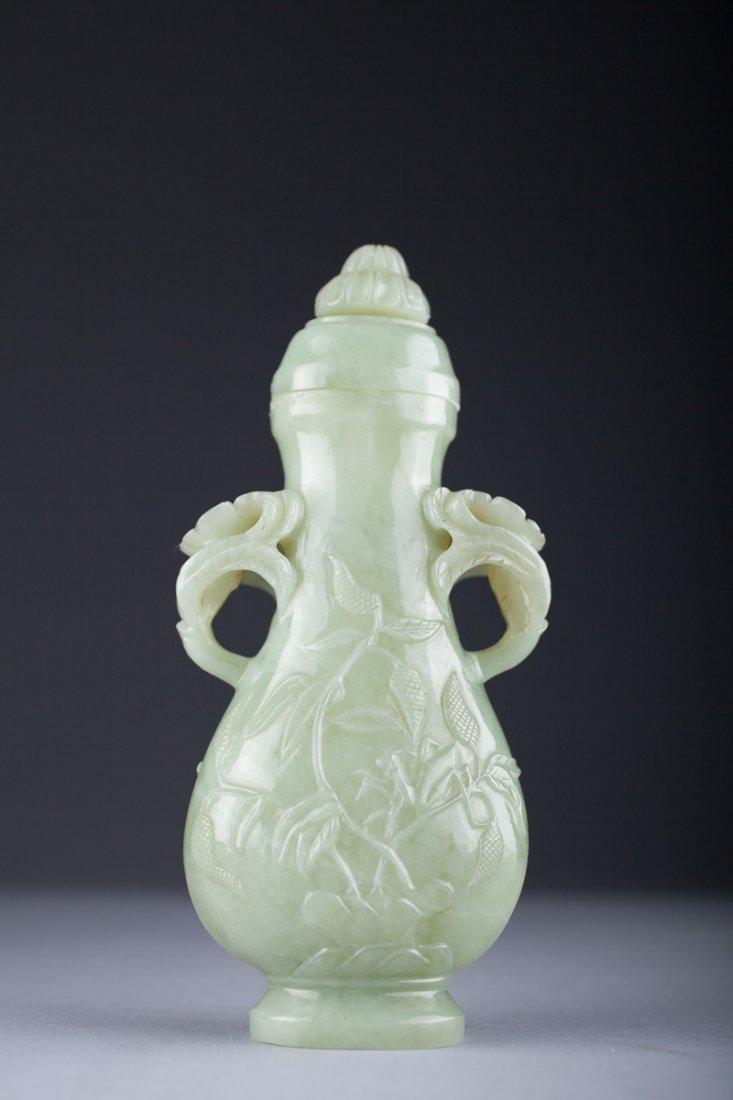 Antique Chinese Carved Celadon Vase - Florida (1 of 9)