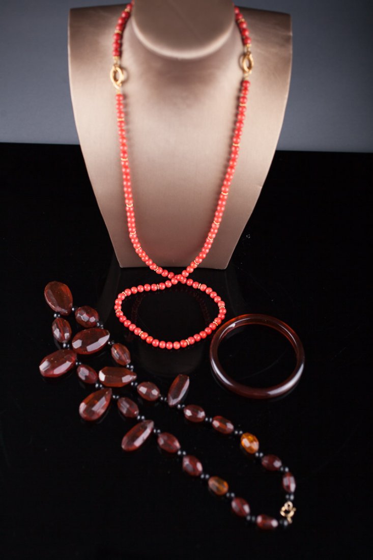 Vintage Amber and Coral Necklace lot (1 of 5)