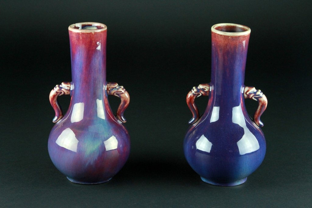 Antique Pair of chinese Flambe Red Vases (1 of 10)