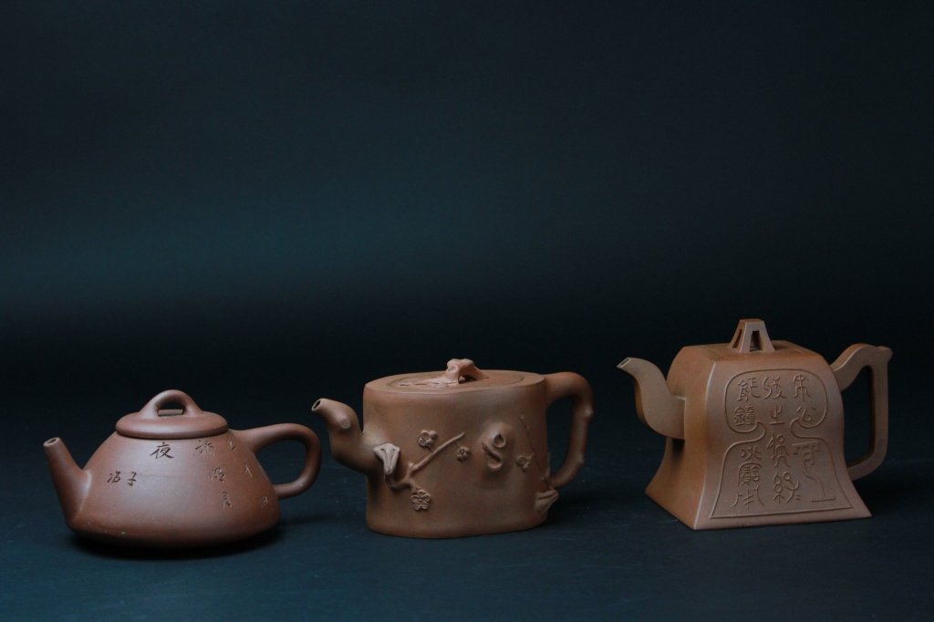 Antique Lot of three Yinxin Teapots (1 of 10)