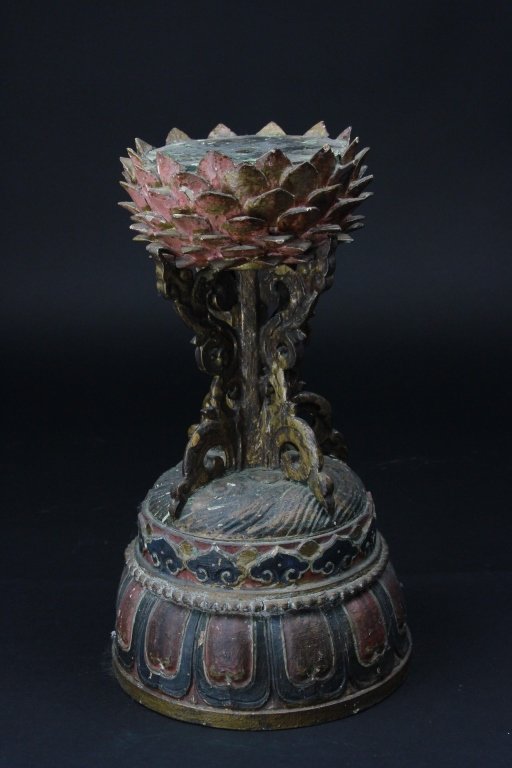 Antique Chinese Gilt Wood Lotus Caddy Holder (1 of 6)