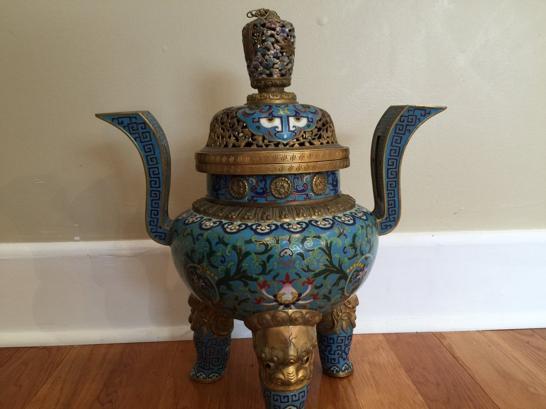 Antique Chinese Gilt Cloisonne Incense Burner (1 of 8)