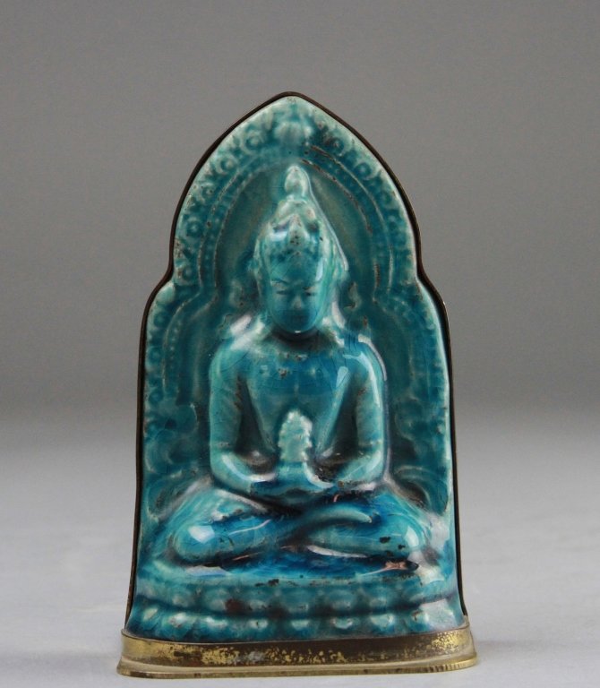 Chinese Porcelain Buddha Peacock Blue (1 of 6)