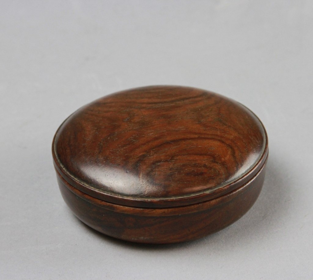 Chinese Early Qing Period Huanghuali Scholars Roun: Height: 1.25 inches, Width: 3.25 inches.