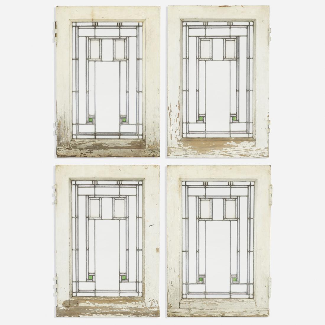 Louis Sullivan, windows, Henry Babson House, Riverside: Louis Sullivan set of four of windows from the Henry B. Babson House, Riverside USA, 1908stained glass, lead, lacquered wood21.5 w x 3 d x 32 h in (55 x 8 x 81 cm) George Grant Elmslie designed t