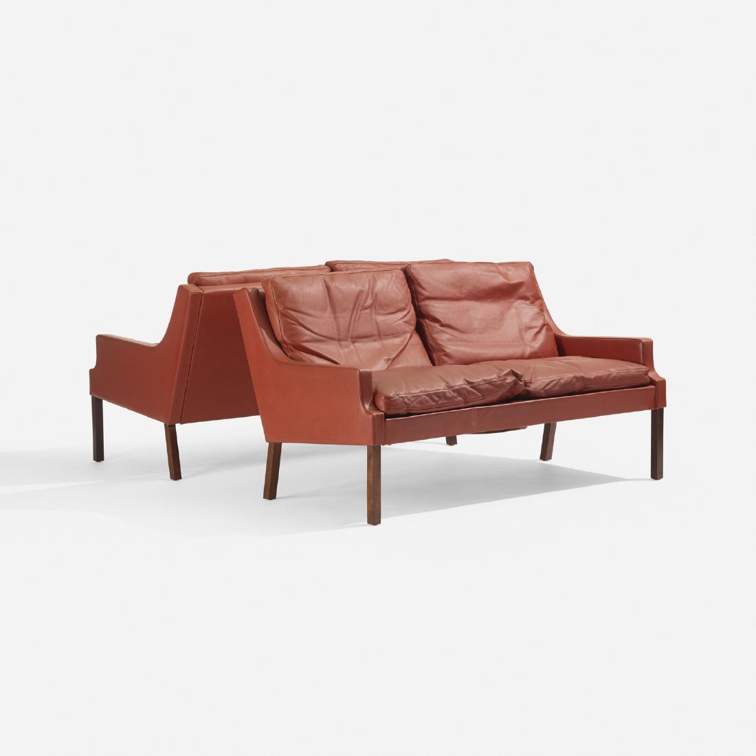 Rud Thygesen, settees model VP 66/2, pair: Rud Thygesen settees model VP 66/2, pair Vejen Polstermobelfabrik and Thams MoblerDenmark, c. 1968leather, rosewood51.5 w x 29 d x 30.5 h in (131 x 74 x 77 cm) Signed with decal manufacture