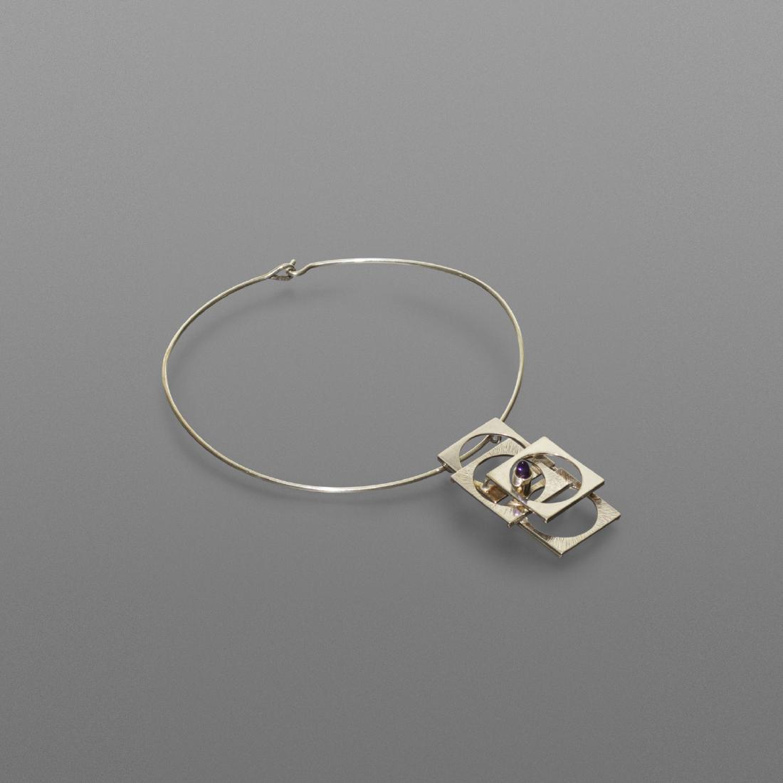 Bent Knudsen, necklace: Bent Knudsen necklace Denmark, c. 1960sterling silver, glass5 w x 1 d x 7 h in (13 x 3 x 18 cm) Signed with impressed manufacturer's mark to reverse: [925 S Sterling Denmark 271 Bent].