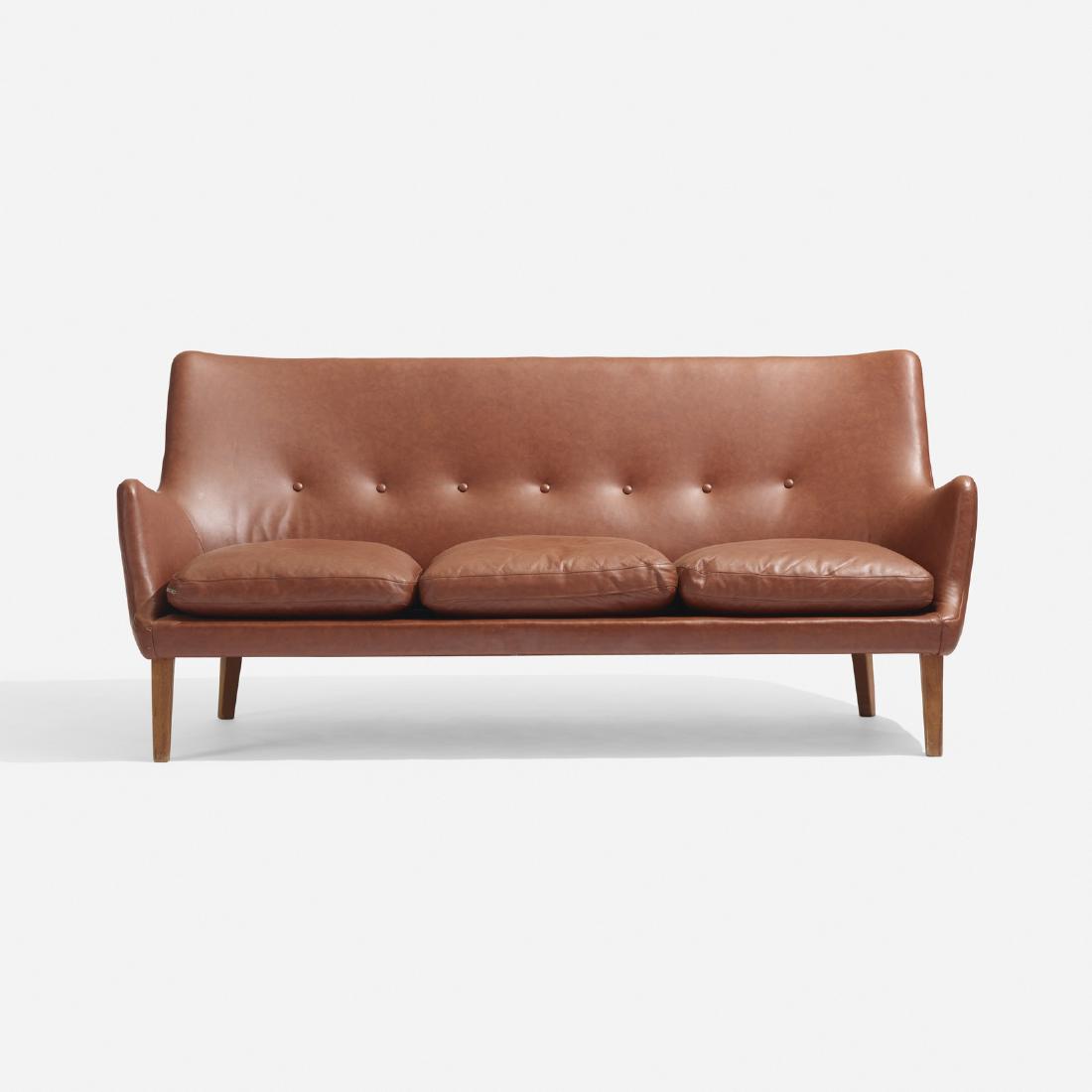Arne Vodder, sofa: Arne Vodder sofa Ivan SchlechterDenmark, 1953leather, teak70 w x 29 d x 32 h in (178 x 74 x 81 cm)