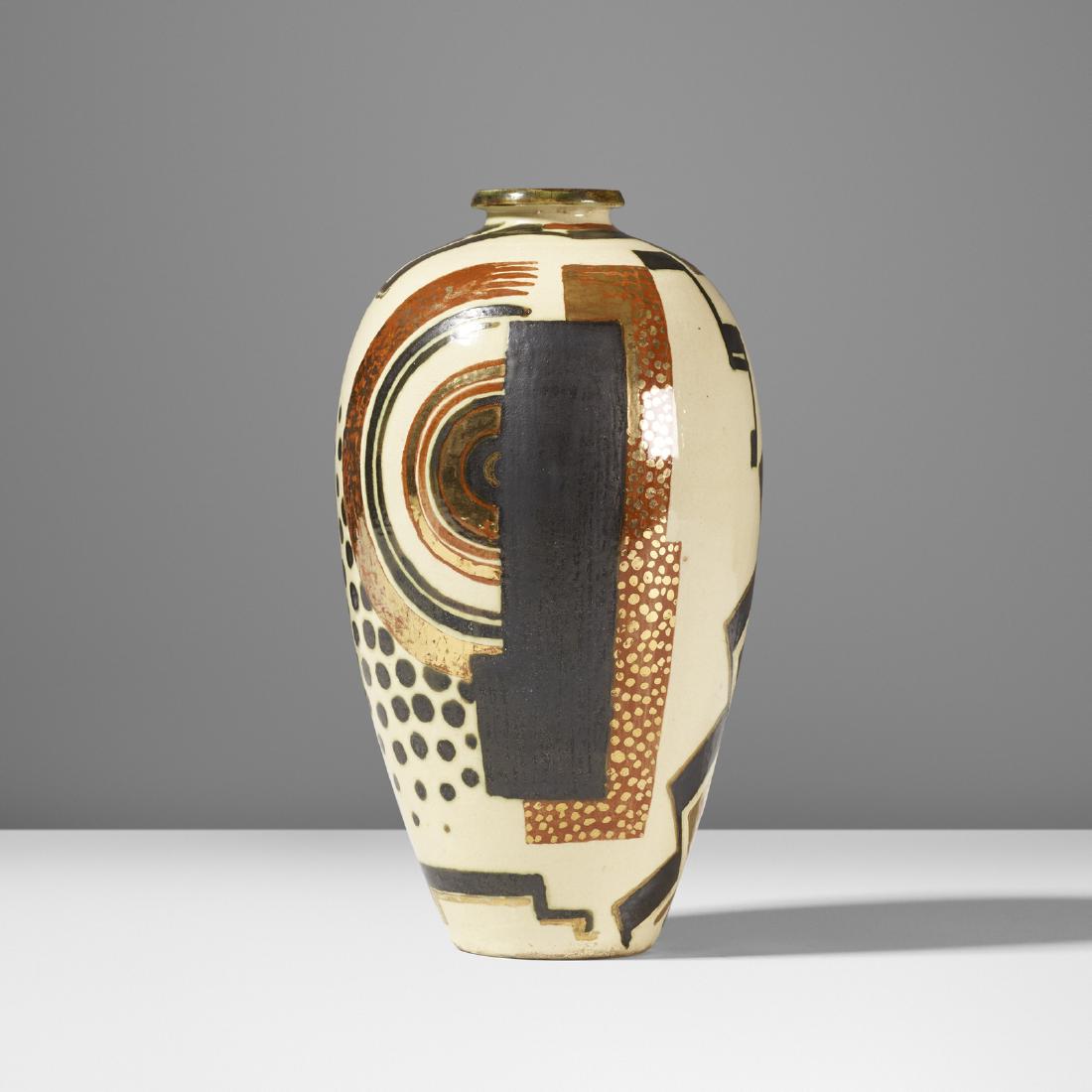 Rene Buthaud, vase: Rene Buthaud vase France, c. 1935glazed earthenware6.25 dia x 11.5 h in (16 x 29 cm) Rene Buthaud was under contract with a Parisian gallery and therefore signed his work J. Doris for the America