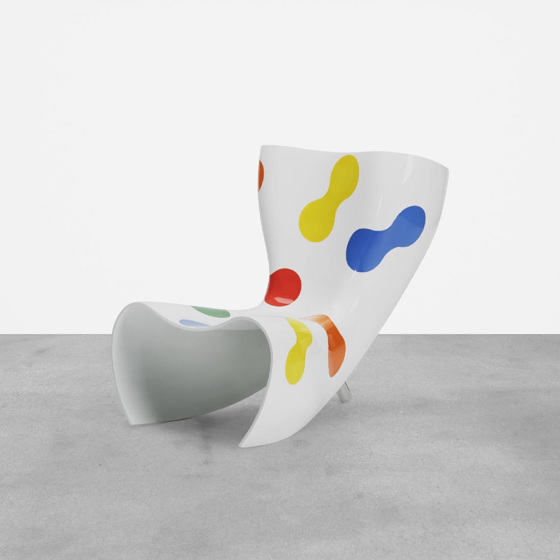 Marc Newson, Felt chair: Marc Newson Felt chair CappelliniAustralia / Italy, 1989 / 2005lacquered fiberglass, mirror-polished aluminum25.5 w x 36 d x 33 h in (65 x 91 x 84 cm) This work is number 63 from the editio