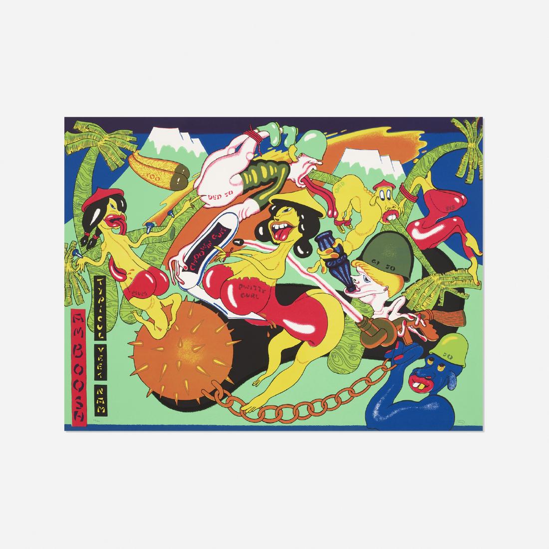 Peter Saul, Amboosh: Peter Saul Amboosh 1975lithograph on Arjomari paper29.75 h x 40 w in (76 x 102 cm) Signed and numbered to lower edge 'Saul 43/50'. Stamped to verso 'Landfall Press Inc 63 West Ontario Street Chic