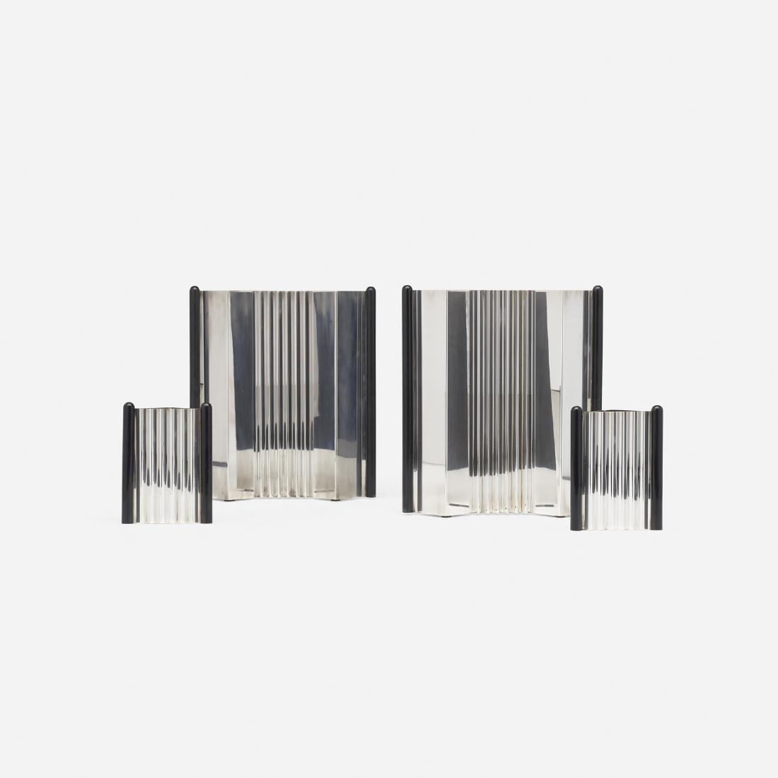 Superstudio, vases, set of four: Superstudio vases, set of four Italy, c. 1960sterling silver, plastic11.25 w x 3 d x 13 h in (29 x 8 x 33 cm) Signed with impressed manufacturer's mark and touchmarks to underside of each example