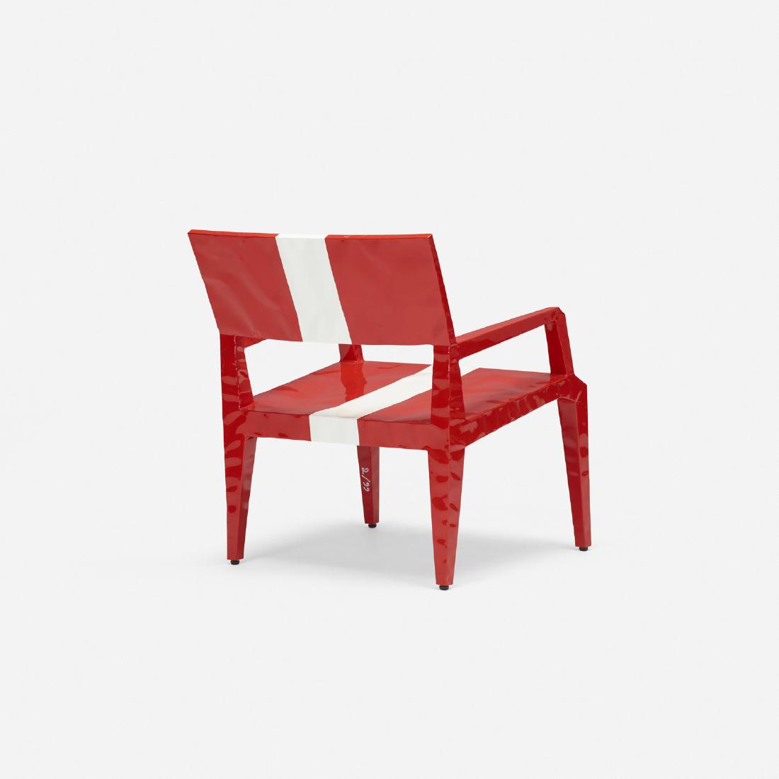 Francois Azambourg, Bugatti Racing armchair: Francois Azambourg Bugatti Racing armchair CappelliniFrance / Italy, 2009enameled steel23.5 w x 24 d x 28 h in (60 x 61 x 71 cm) Signed and numbered to leg 'Azambourg 2/99'. Signed with dec