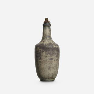 Knud Andersen, vase with stopper: Knud Andersen vase with stopper Royal CopenhagenDenmark, c. 1935glazed stoneware, bronze5.25 dia x 13.25 h in (13 x 34 cm) Glazed three line manufacturer's mark to underside: [15/97].