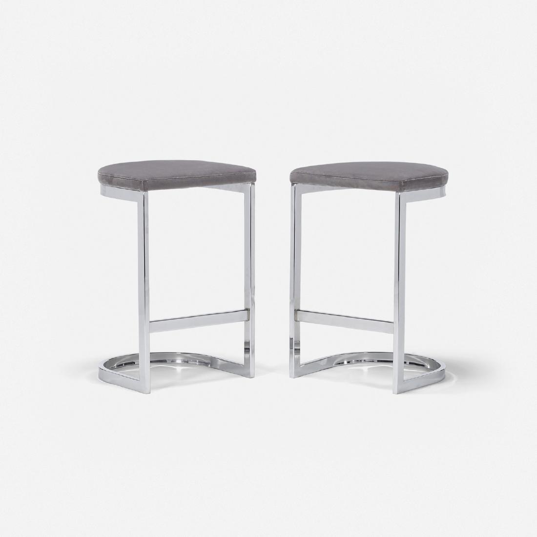 In the manner of Milo Baughman, stools, pair (1 of 3)