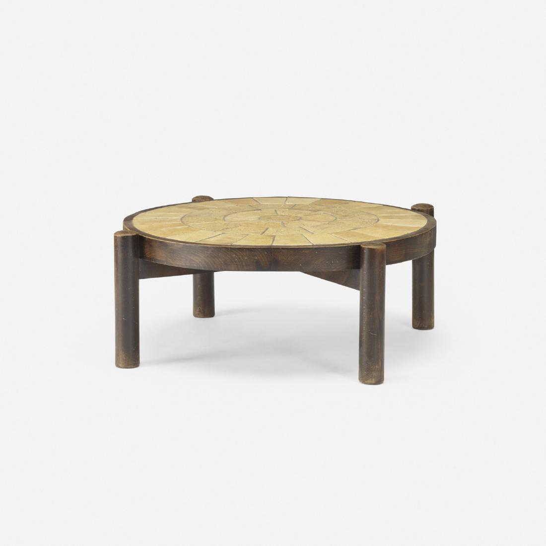Roger Capron, coffee table: Roger Capron coffee table France, c. 1970glazed stoneware, walnut35 w x 35 d x 12.75 h in (89 x 89 x 32 cm)