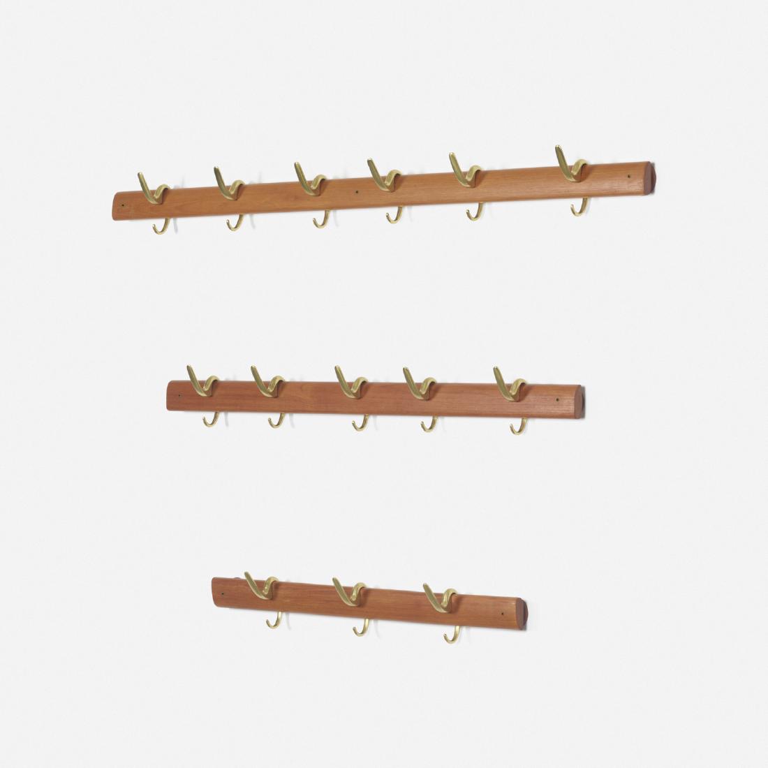 Danish, wall-mounted coatracks, set of three (1 of 2)