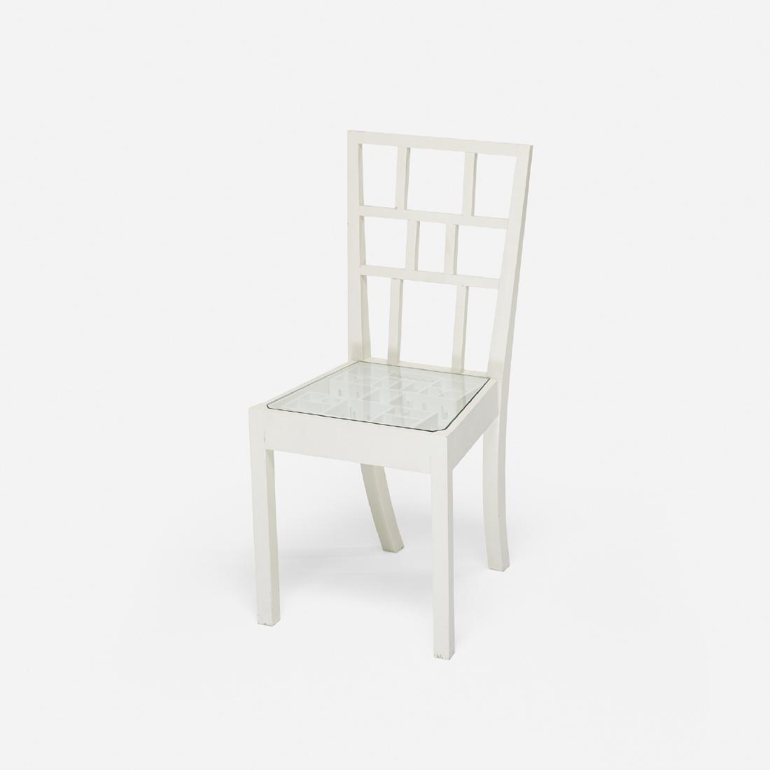 Langlands & Bell, chair with model of The Queen's House: Langlands & Bell chair with model of The Queen's House United Kingdom, 1992lacquered wood, glass, lacquered foamcore36 h x 16.5 w x 17 d in (91 x 42 x 43 cm) This work is unique. The seat of this