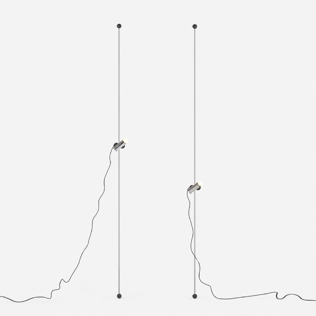 Cesare Leonardi and Franca Stagi, Molla Lamps, pair: Cesare Leonardi and Franca Stagi Molla Lamps, pair LumenformItaly, 1971chrome-plated steel, plastic, rubber4 w x 4.5 d x 103.25 h in (10 x 11 x 262 cm) These tension mounted lamps extend fr