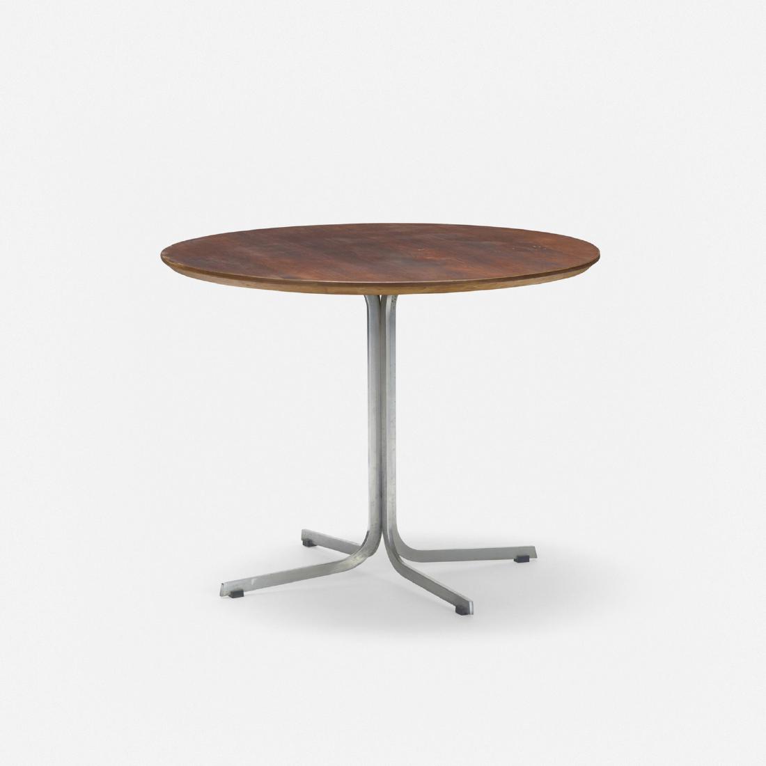 Pierre Paulin, table: Pierre Paulin table ArtifortFrance / The Netherlands, 1963rosewood, chrome-plated steel, rubber27.25 dia x 21 h in (69 x 53 cm) Signed with applied foil manufacturer's label to underside: [