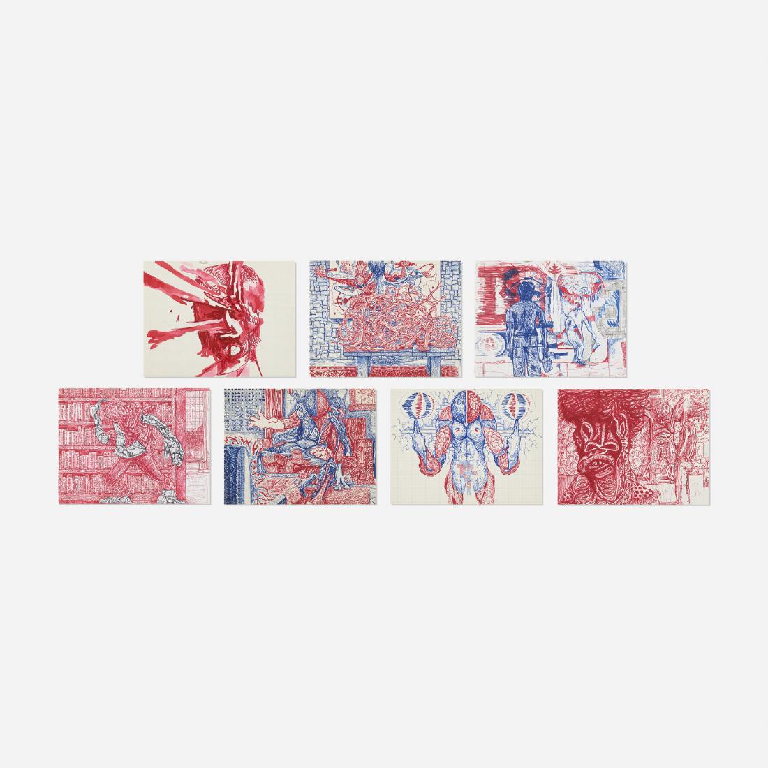 Jason Fox, collection of seven works: Jason Fox collection of seven works 1996-1998mixed media8.5 h x 11 w in (22 x 28 cm) Signed and dated to each work 'Jason Fox'.