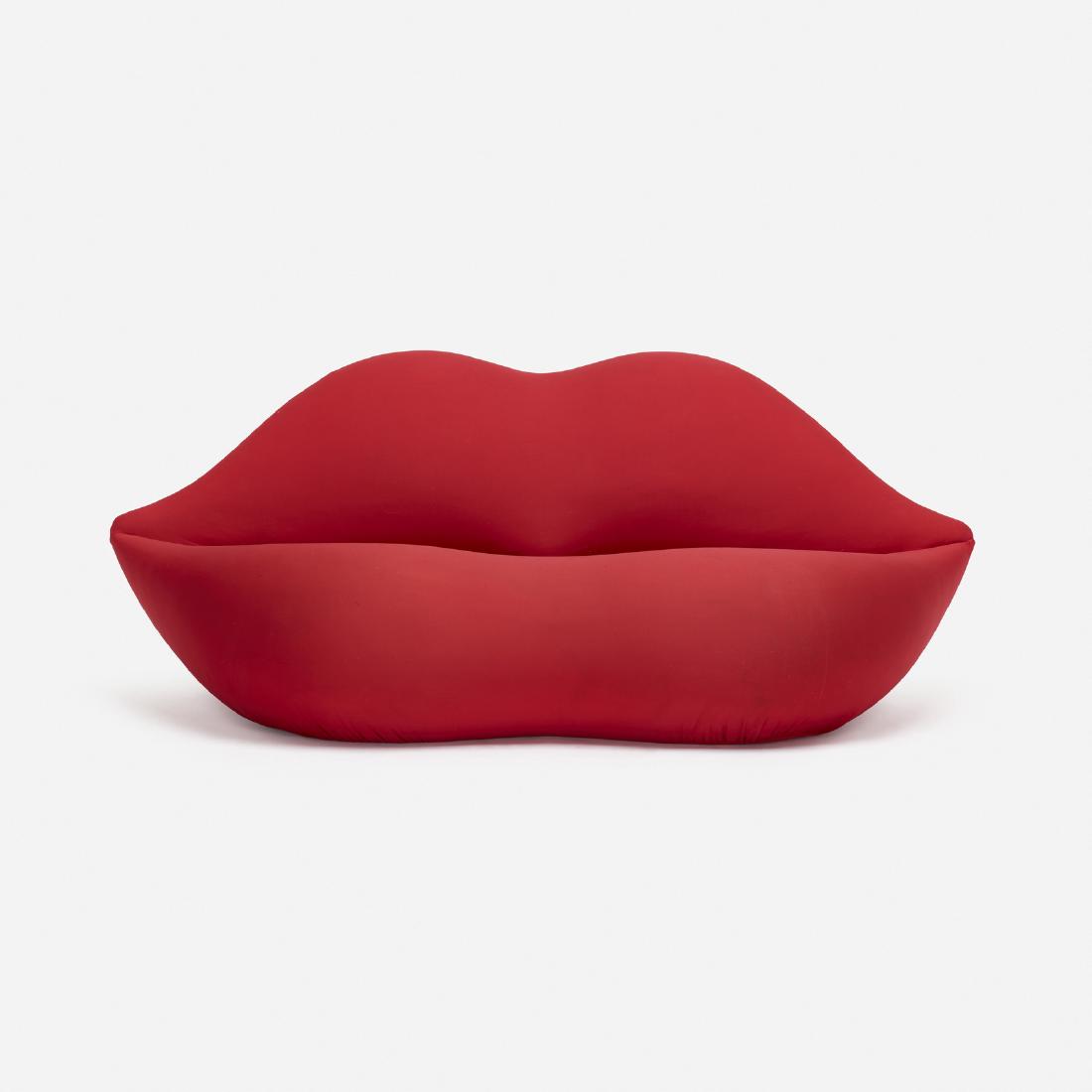 Studio 65, Bocca sofa: Studio 65 Bocca sofa GuframItaly, 1971 / 1986stretch jersey fabric over polyurethane foam84 w x 32 d x 33 h in (213 x 81 x 84 cm) Stamped manufacturer's mark to reverse: [Gufram Multipli 86