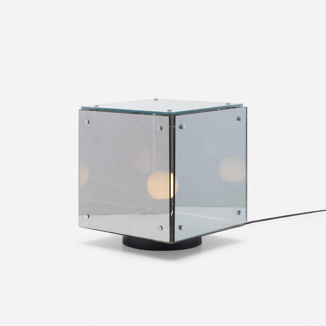 Arditi, Prismar table lamp: Arditi Prismar table lamp Nucleo for SormaniItaly, 1972smoked glass, mirrored glass, enameled steel12.5 w x 12.5 d x 14 h in (32 x 32 x 36 cm) Signed with decal manufacturer's label to unde