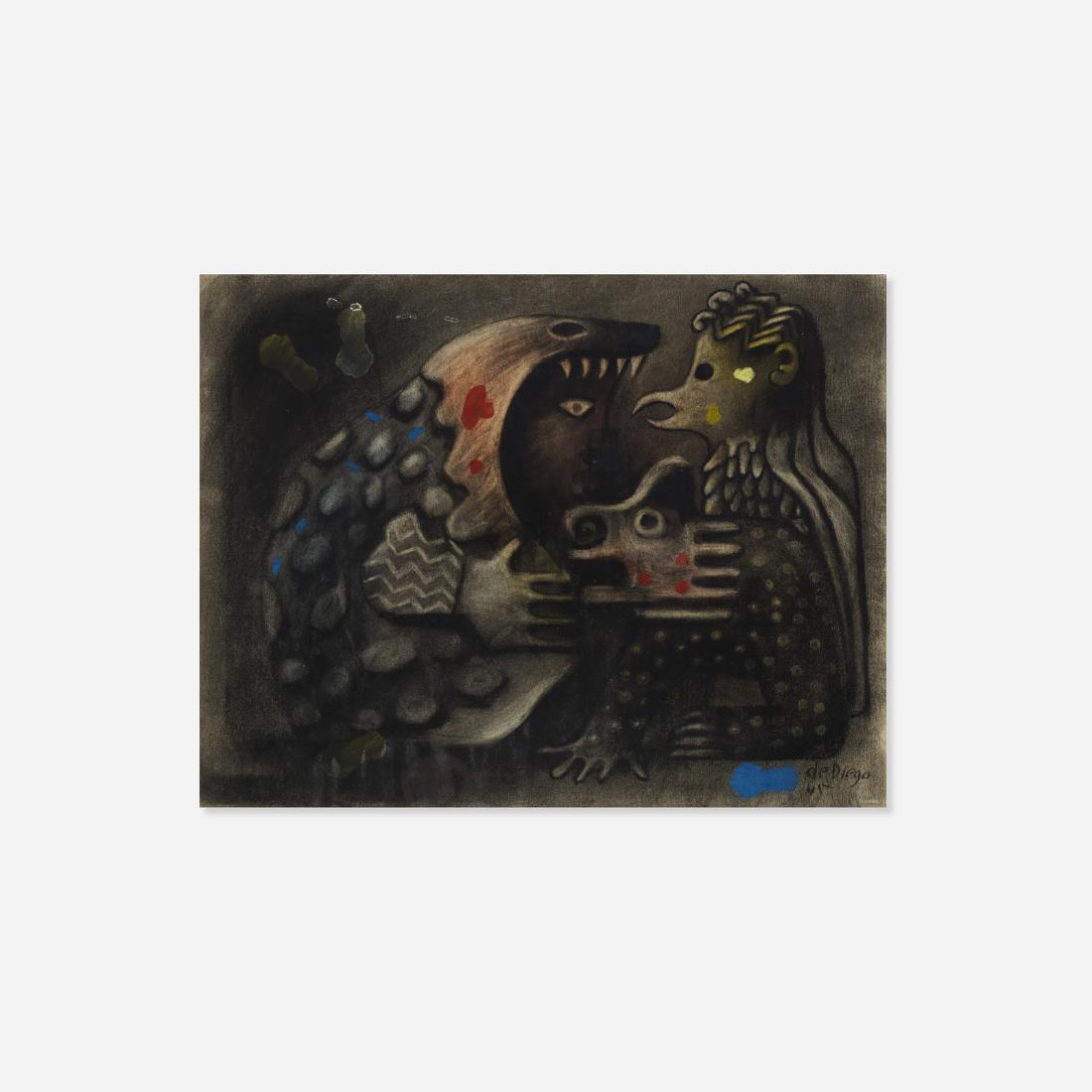Julio de Diego, Untitled: Julio de Diego Untitled 1945 charcoal and pastel on paper 18 h x 22.75 w in (46 x 58 cm) Signed and dated to lower right 'de Diego 45'.