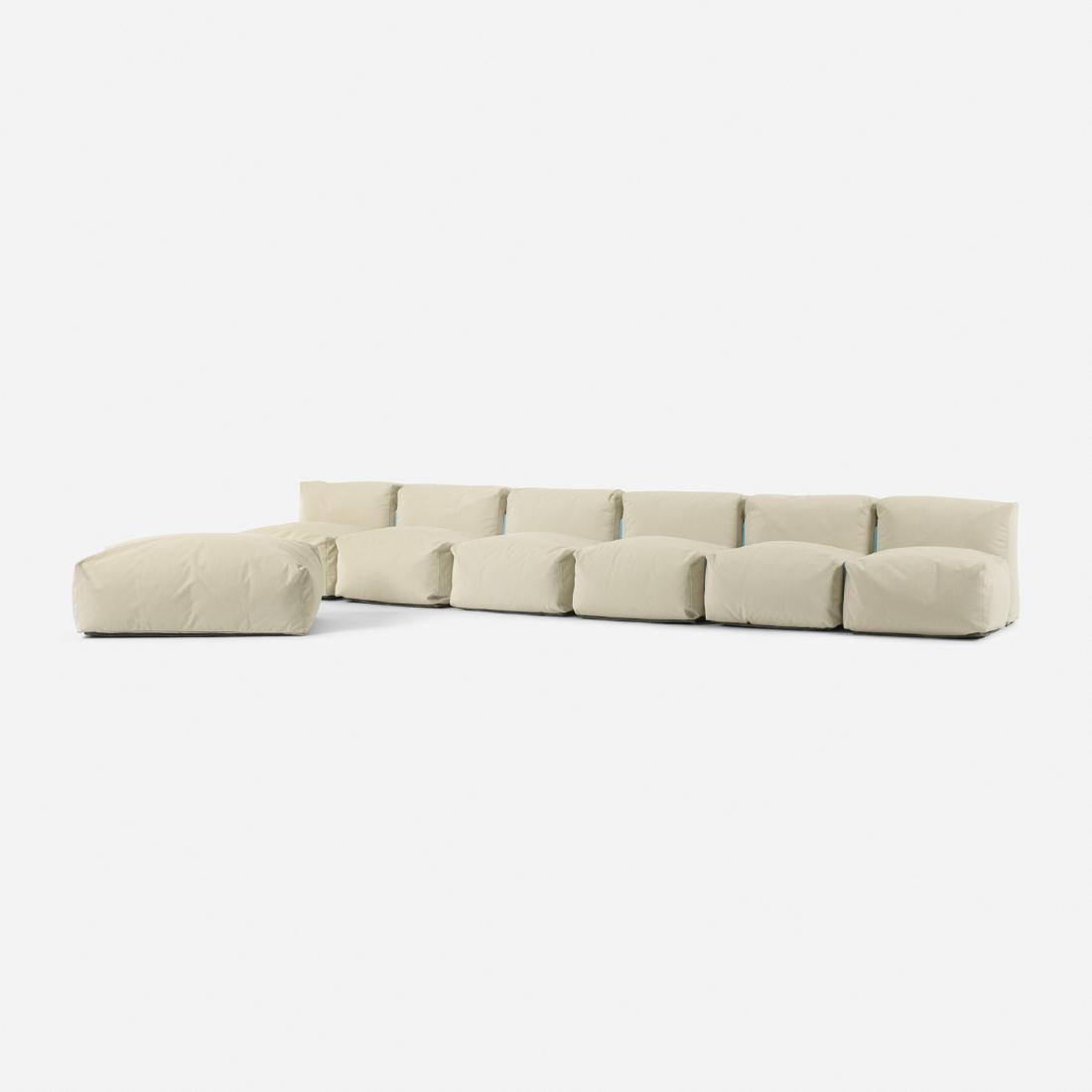 Jasper Morrison, Superoblong sofa: Jasper Morrison Superoblong sofa CappelliniUnited Kingdom / Italy, 2004canvas upholstery172 w x 36 d x 25 h in (437 x 91 x 63 cm) Ottoman measures: 44 w x 39 d x 16 h inches. Sofa is compos