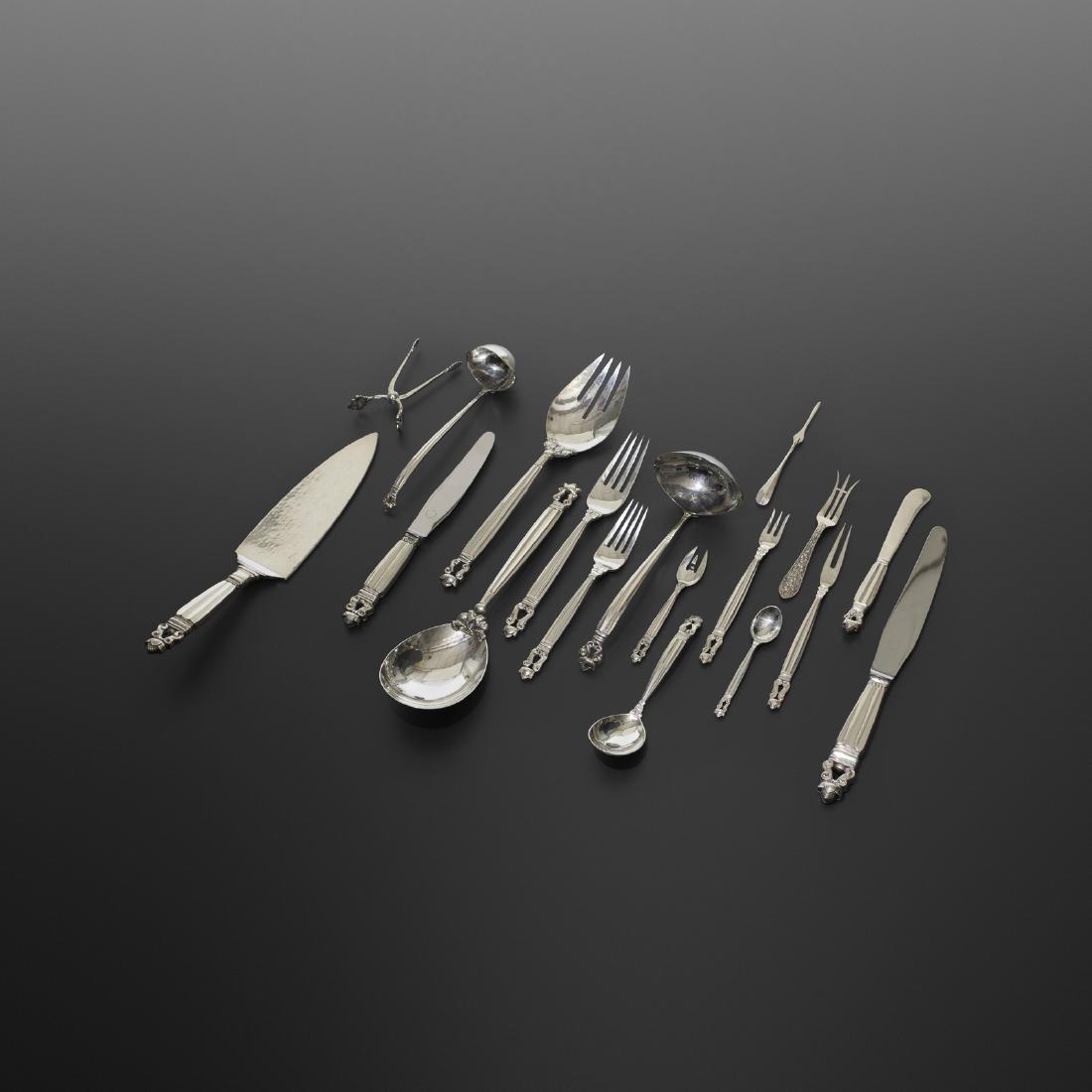 Johan Rohde, Acorn silverware: Johan Rohde Acorn silverware Georg JensenDenmark, 1906 / c. 1945sterling silver, stainless steel Complete twelve-piece service for twelve with twenty-six additional utensils; 170 pieces total. Si