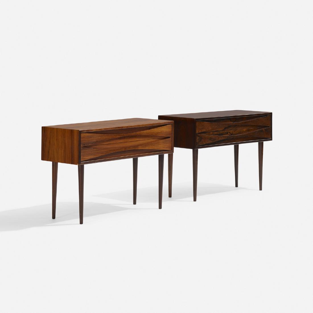 Arne Vodder, nightstands, pair: Arne Vodder nightstands, pair N.C. MoblerDenmark, c. 1960rosewood31.5 w x 12.5 d x 21.25 h in (80 x 32 x 54 cm) Each nightstand features two drawers.