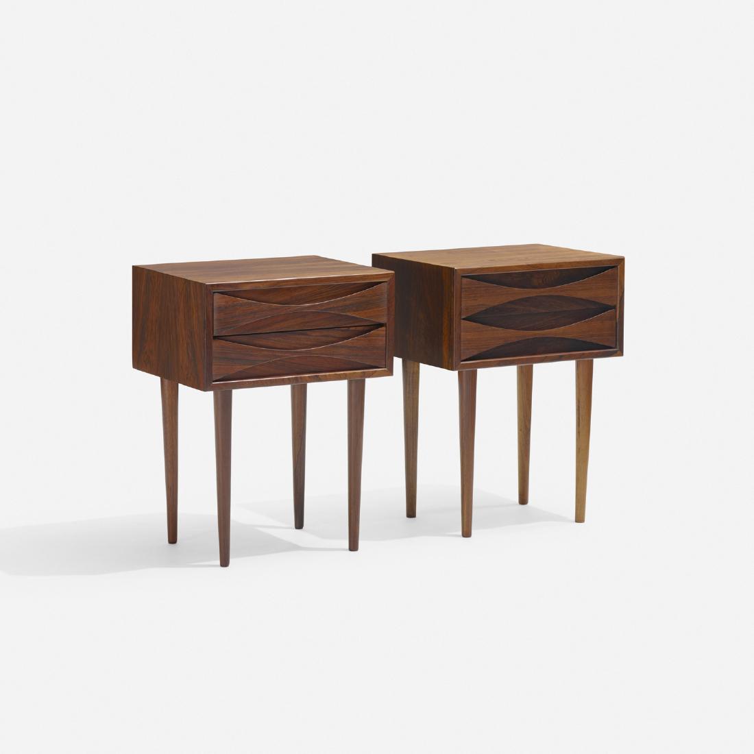 Arne Vodder, nightstands, pair: Arne Vodder nightstands, pair N.C. MoblerDenmark, c. 1960rosewood15.75 w x 12.5 d x 21.25 h in (40 x 32 x 54 cm) Each nightstand features two drawers. Signed with decal manufacturer's label