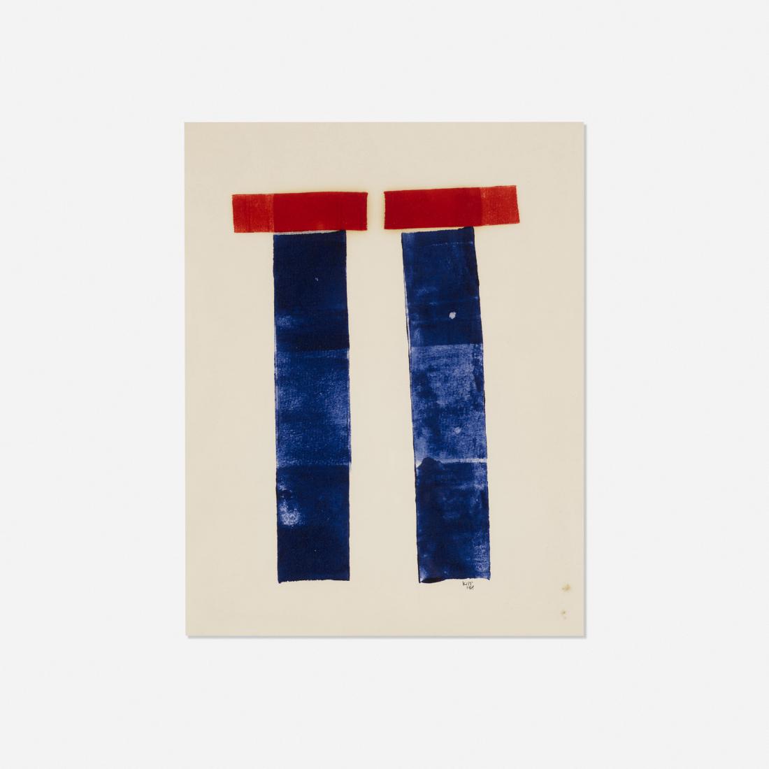 Lyman Kipp, Untitled: Lyman Kipp Untitled 1969rolled printer's ink on paper14.25 h x 10.75 w in (36 x 27 cm) Signed and dated to lower right corner 'Kipp 1969'.