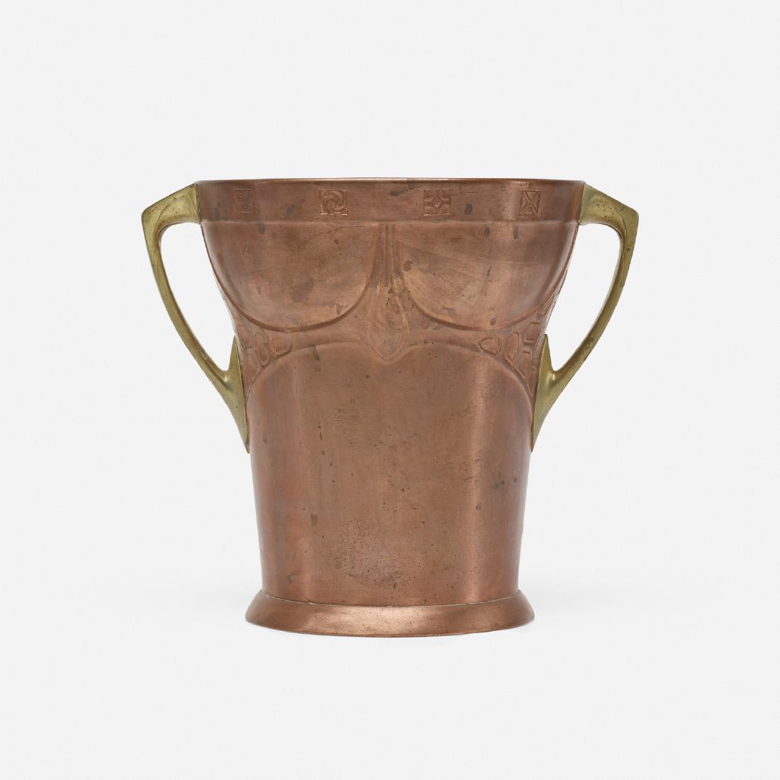 Albin Muller, wine cooler: Albin Muller wine cooler Eduard Hueck Germany, c. 1904 copper, brass 12 w x 9.5 d x 10.5 h in (30 x 24 x 27 cm) Signed with impressed manufacturer's mark to underside: [AM Eduard Hueck 2033].